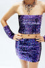 Our model is wearing the Long Sequins Tube Top or Skirt in Purple.