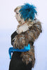 Our model is wearing the Rooster Feather Boa in the Natural Saddle Hackle.